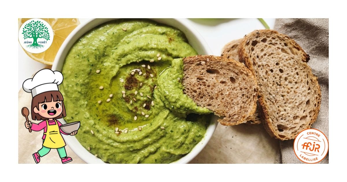 Houmous à l’ail des ours - Les recettes Jeûne & Forêt - Randonnée bien être Santé Énergie AMJ FFJR Hauts de France