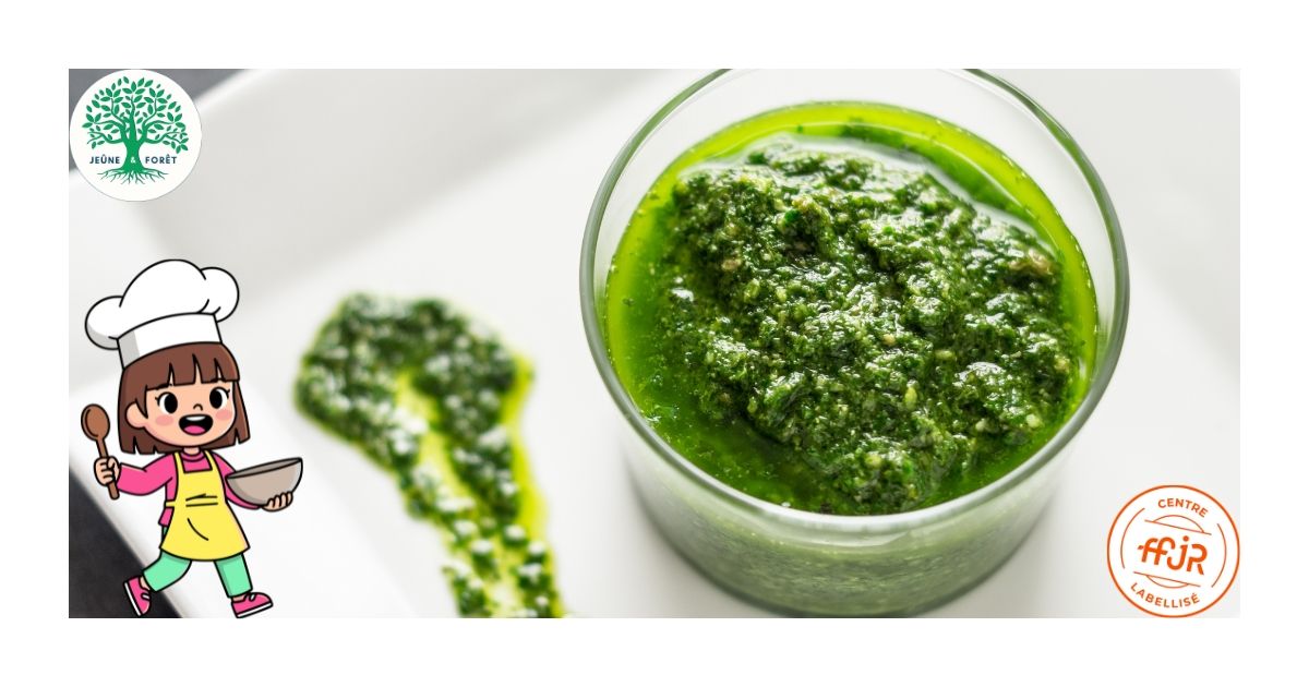 Pesto à l’ail des Ours (sans produit laitier) - Les recettes Jeûne & Forêt - Randonnée bien être Santé Énergie AMJ FFJR Hauts de France