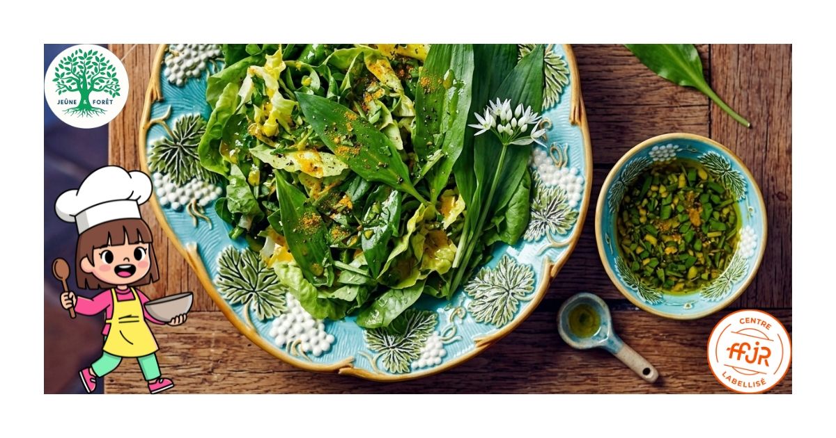 Salade à l’ail des ours - Les recettes Jeûne & Forêt - Randonnée bien être Santé Énergie AMJ FFJR Hauts de France