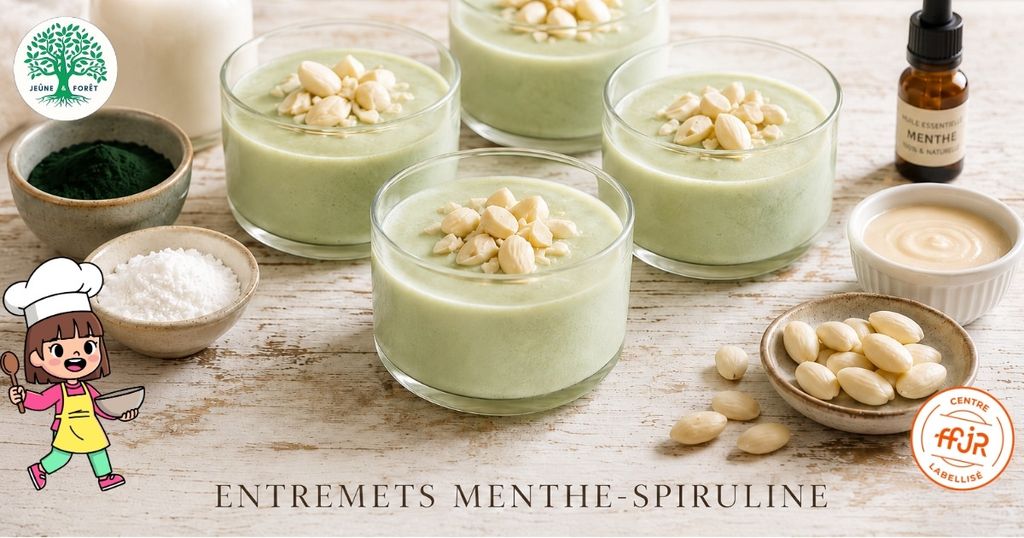 Entremets menthe-spiruline - Jeûne & Forêt - Randonnée bien être Santé Énergie