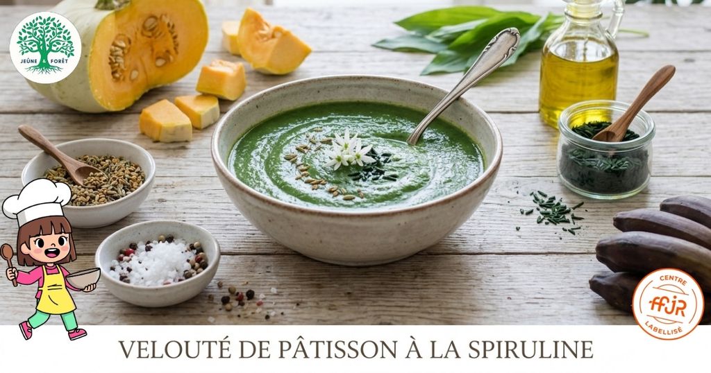 Velouté de pâtisson à la spiruline - Jeûne & Forêt - Randonnée bien être Santé Énergie
