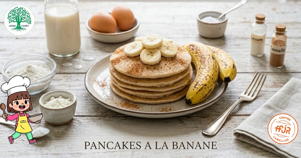 PANCAKES A LA BANANE - Les recettes de la maison des Mésanges - Jeûne & Forêt - Randonnée bien être Santé Énergie