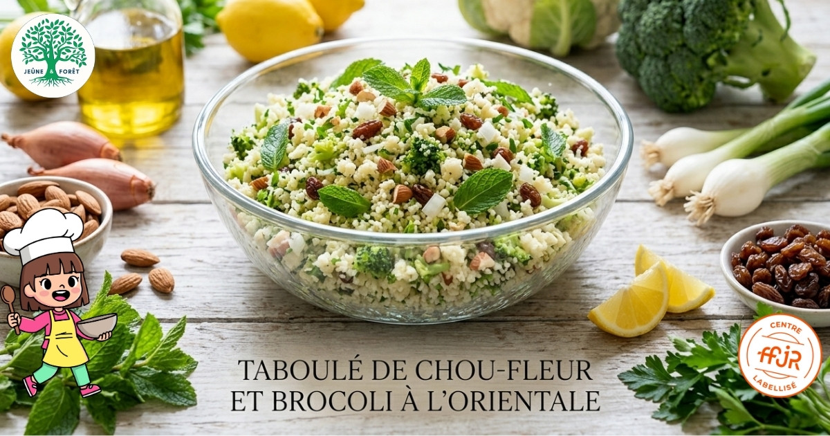 Taboulé de chou-fleur et brocoli à l’orientale - Les recettes de la maison des Mésanges - Jeûne & Forêt - Randonnée bien être Santé Énergie
